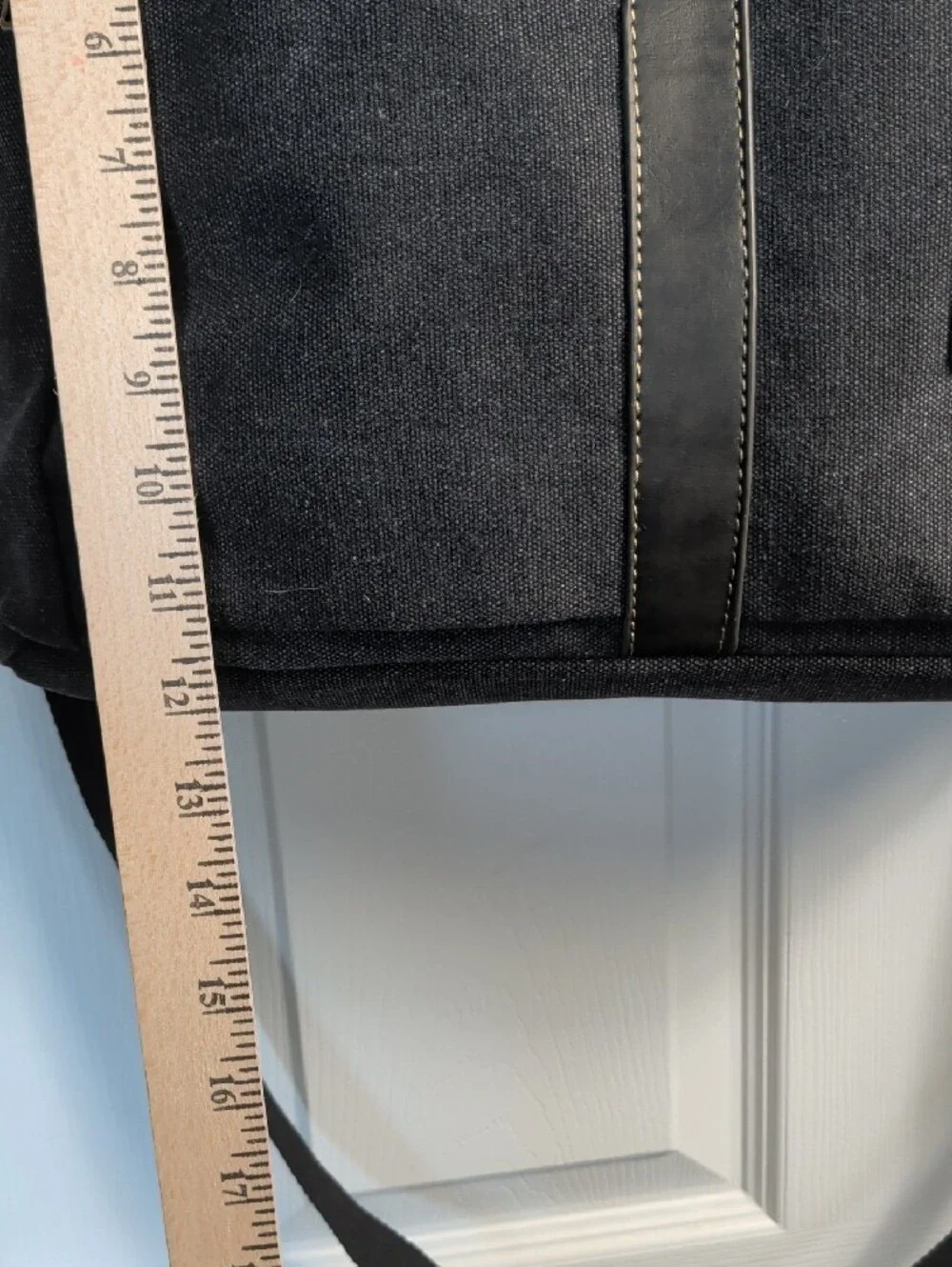 Black Canvas Laptop Tote Bag with Shoulder Strap